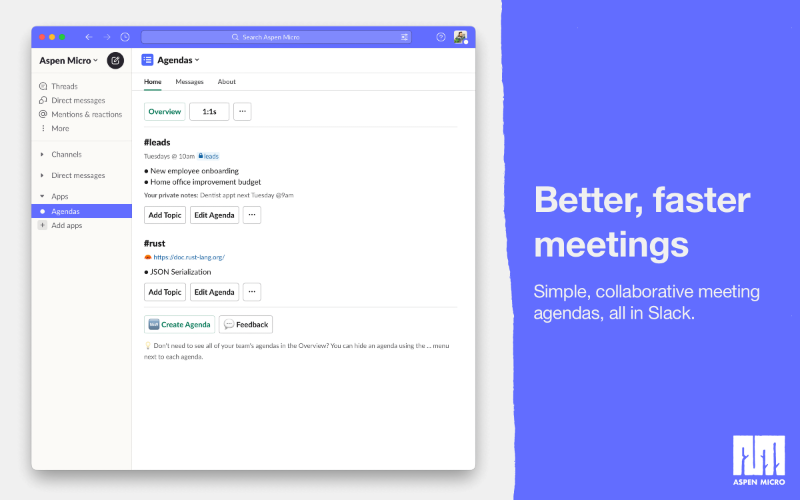 Agendas overview