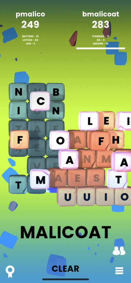 Multiplayer gameplay. My last name isn't a valid word